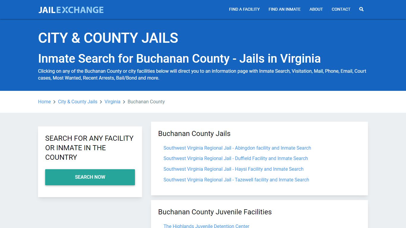 Inmate Search for Buchanan County | Jails in Virginia - Jail Exchange